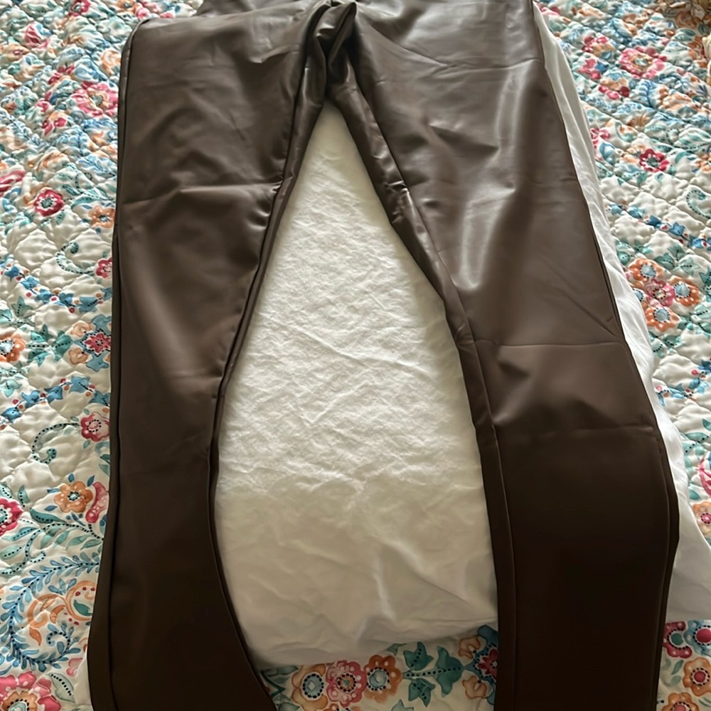 Brown pleather pants
